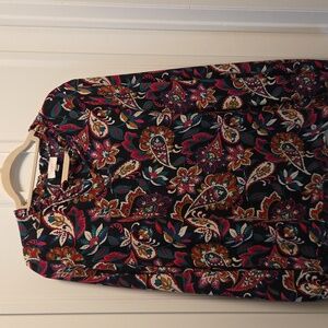 LOFT Vibrant Paisley Blouse with Red and Green